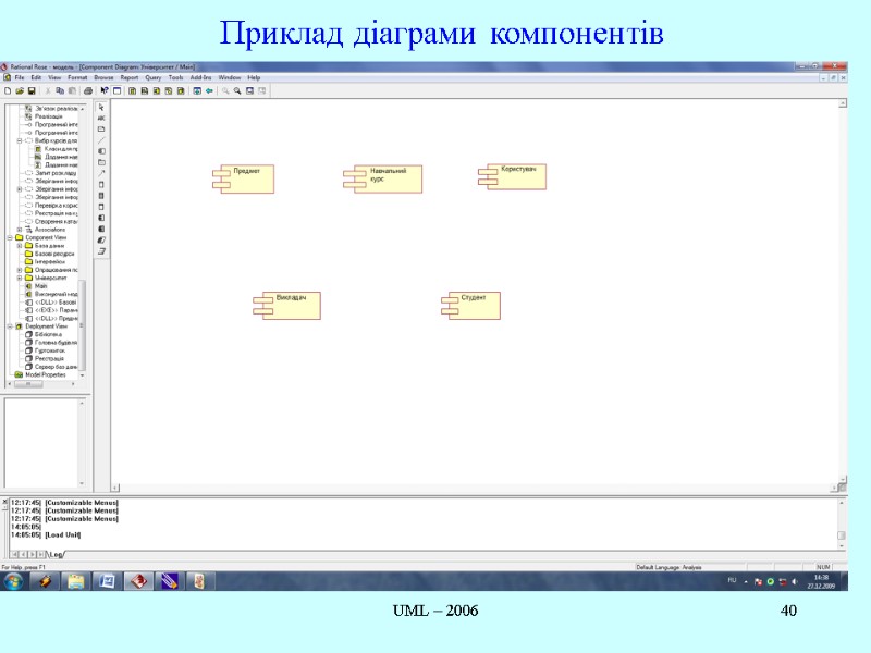 UML – 2006 40 Приклад діаграми компонентів
